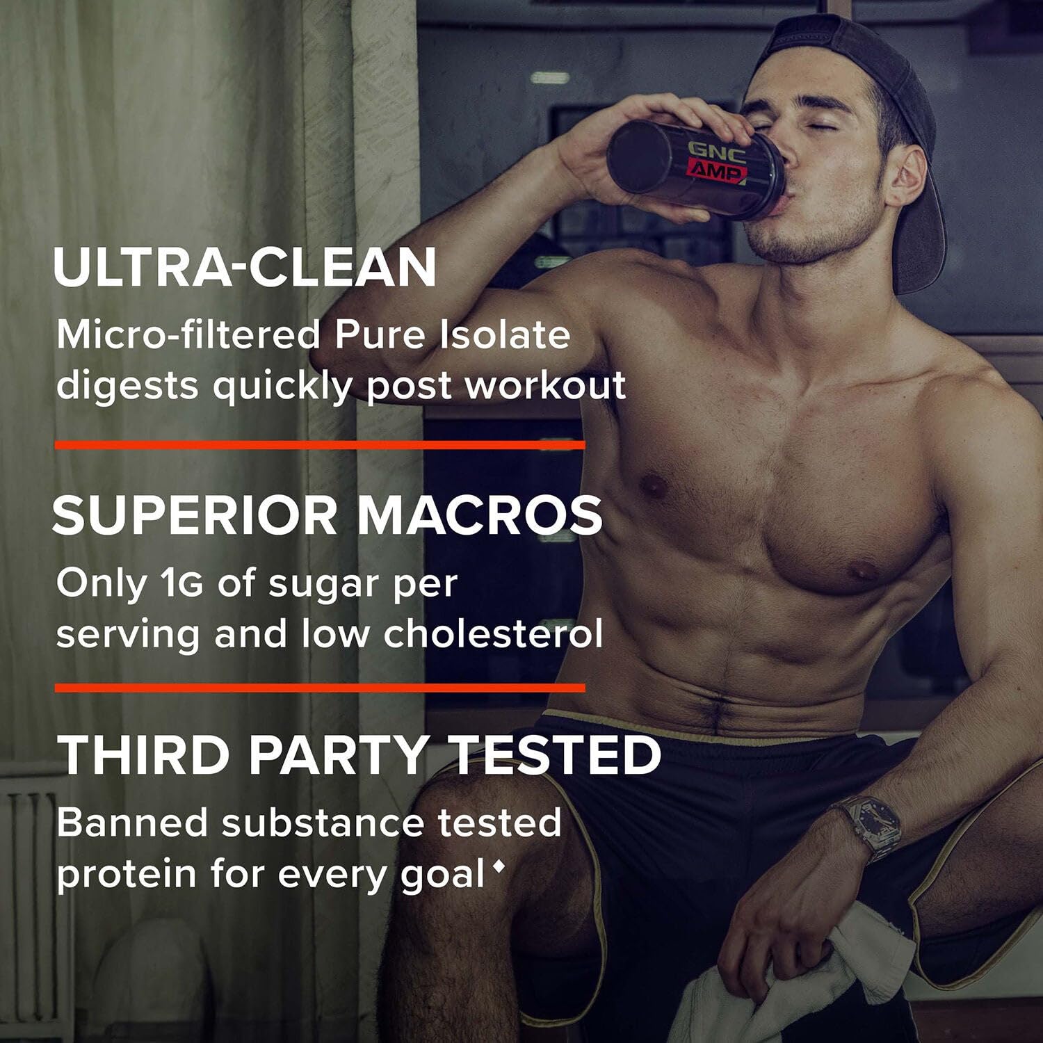 GNC AMP Pure Isolate | Fuels Athletic Strength, Performance and Muscle Growth | Fast Absorbing | 25g Whey Protein Iso with 5g BCAA | 28 Servings | Chocolate Lava Cake - Image 6