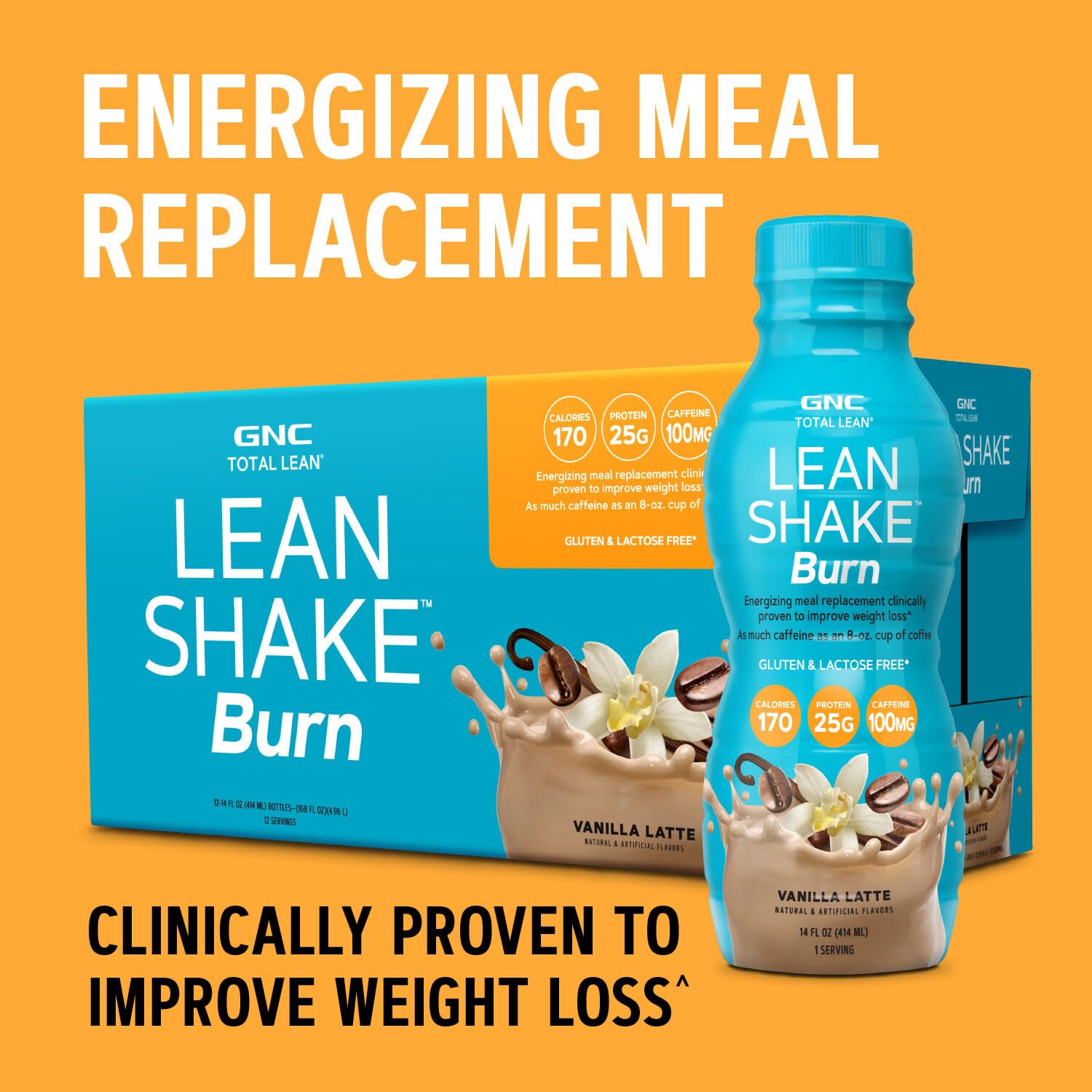 GNC Lean Shake Burn With Caffeine, Meal Replacement, Chocolate Mocha, 25g Protein, Clinically Proven Weight Management, Ready To Drink, Zero Added Sugar, 14 oz Bottles, Pack of 12 - Image 7