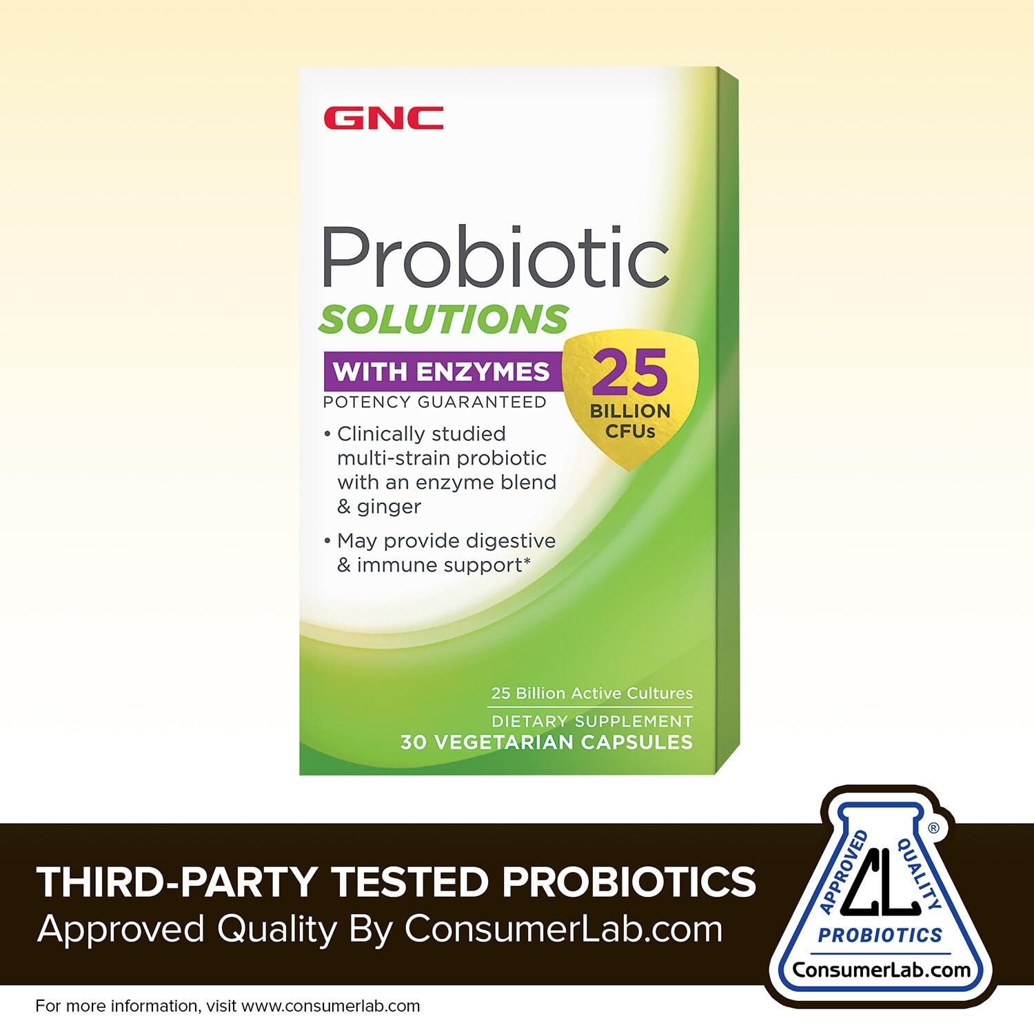 GNC Probiotic Solutions with Enzymes with 25 Billion CFUs, 30 Capsules, Daily Probiotic Support - Image 3