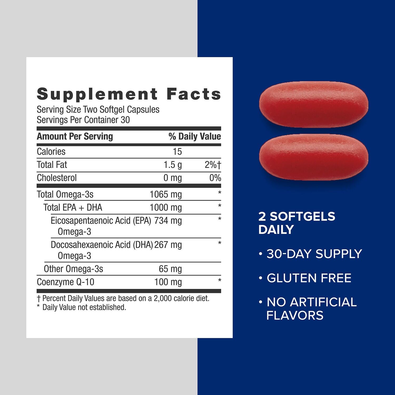 GNC Triple Strength Fish Oil Plus CoQ10 Omega 3 Supplement, 1000mg EPA and DHA, 100mg CoQ10, Heart and Circulatory Health, Plus Skin, Joint, Brain, and Eye, Coated to Control Fishy Burps, 30 Servings - Image 5