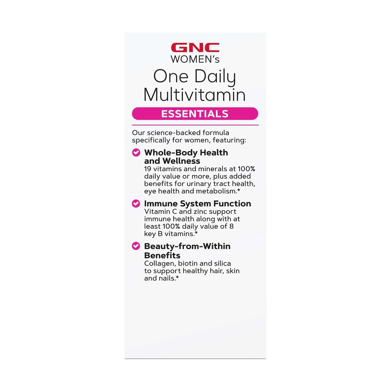 GNC Women's One Daily Multivitamin Essentials | 60 Caplets - Image 3