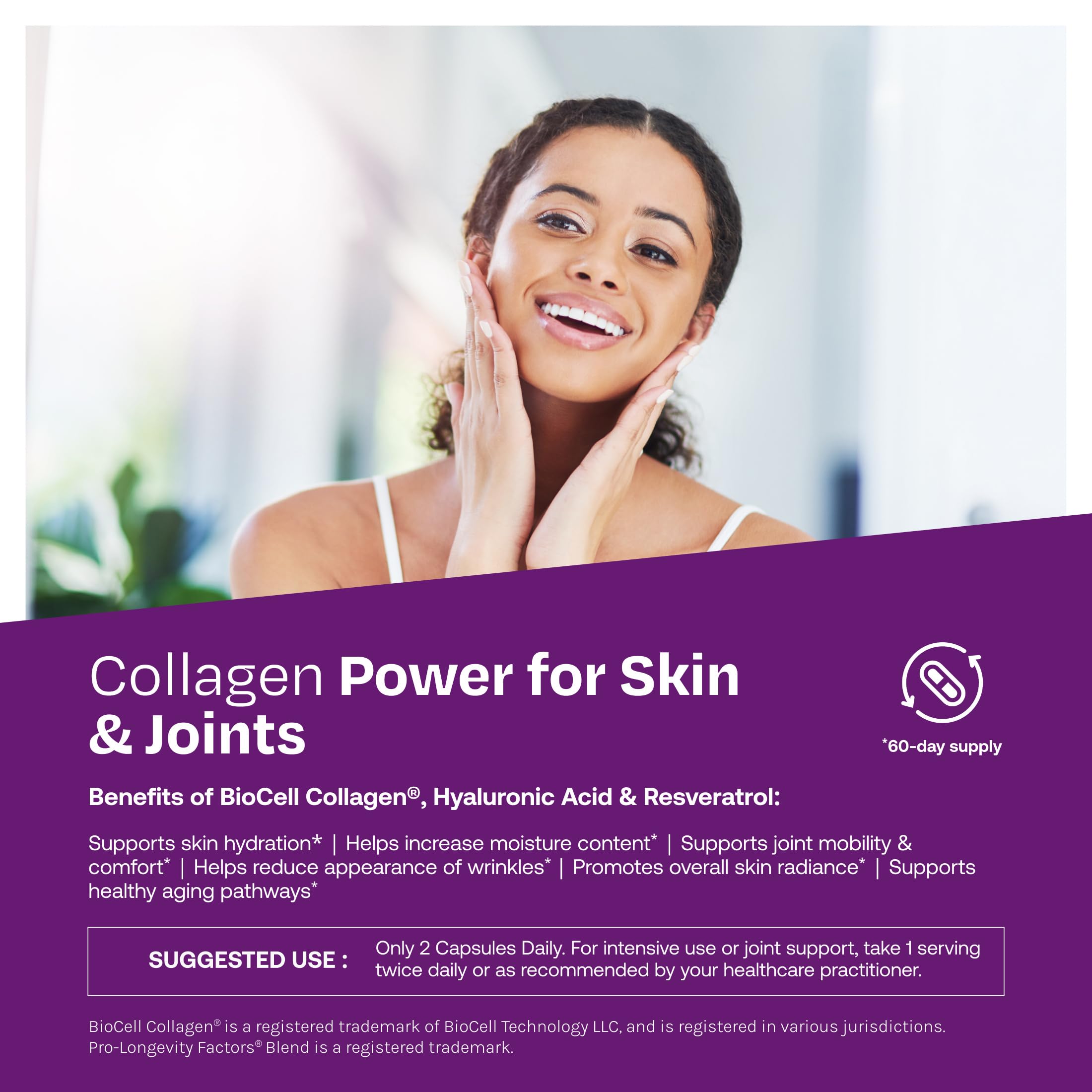 ResVitále Collagen Enhance - Beauty Supplement with Hyaluronic Acid & Resveratrol - 120 Capsules - Image 4